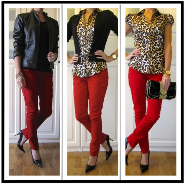 Red pants hot sale leopard shoes